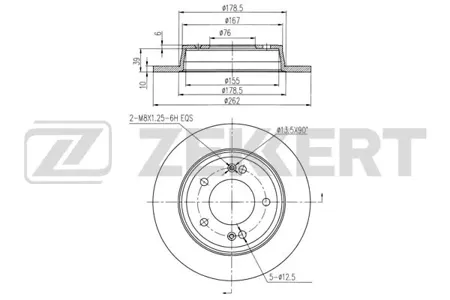 ZEKKERT BS5800 Диск торм.задний Hyundai Elantra III 11-, Creta 16-, Kia Soul II 14-, Ceed 12-