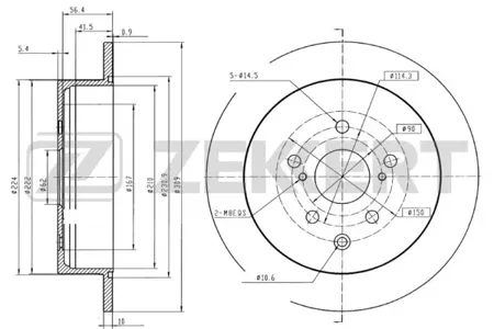 ZEKKERT BS5824 Диск торм.задний Lexus RX270350450H 08-