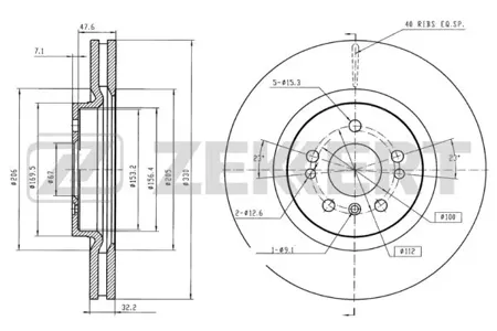 ZEKKERT BS5838 Диск торм. перед. Mercedes ML (164) 05-, R-Class (251) 06-