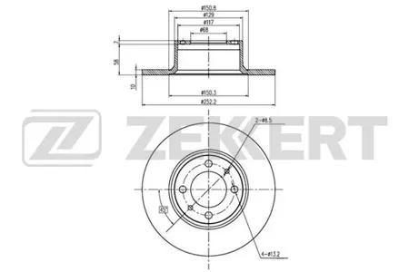ZEKKERT BS5839 Диск торм. перед. Lada 2101, 2103, 2106 70-, 2102 73-, 2104 85-, 2105, 2107 81-