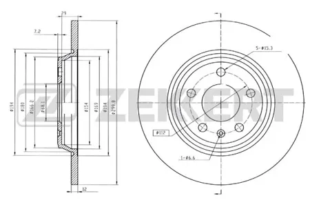 ZEKKERT BS5842 Диск торм.задний Audi A4 IV 07-, A4 Allroad 09-, A5S5 07-, A6S6 IV 10-, A6 Allroad II 12-, Q5 08-, A7 10-