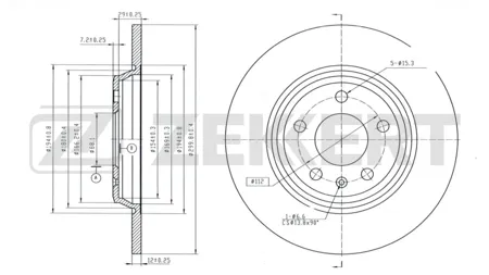 ZEKKERT BS5842B Диск торм.задний Audi A4 VIII 07- (с покрытием)