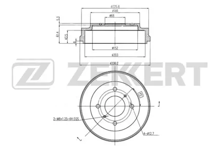 ZEKKERT BS5849 Барабан тормозной . задн. Nissan Almera (N16E) 00-, Primera (P11) 99-