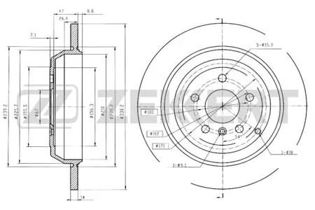 ZEKKERT BS5851 Диск торм.задний Mercedes M-Class (164) 05-, R-Class (251) 05-