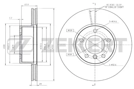 ZEKKERT BS5852 Диск торм. перед. BMW 3 (F30, F31, F80, E90-E93) 05-, 1 (F20, F21) 11-, 2 (F22) 13-, 4 (F36, F33, F82, E84) 09-