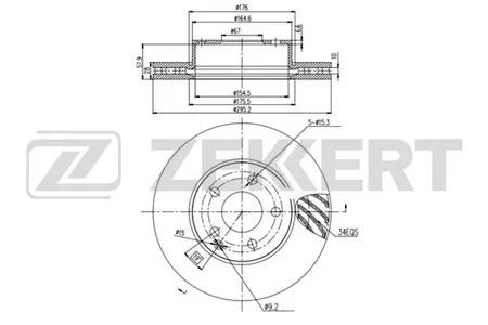 ZEKKERT BS5853 Диск торм. перед. Mercedes C-Class (204) 07-, E-Class (207, 212) 09-, SLK (172) 11-