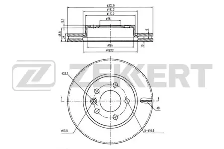 ZEKKERT BS5855 Диск торм. перед. VW Amarok (2HA, 2HB) 10-