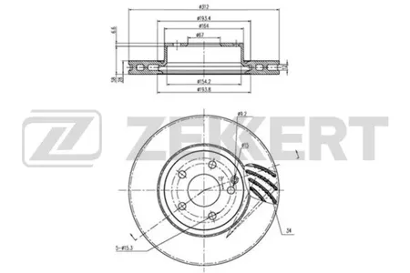 ZEKKERT BS5863 Диск торм. перед. Mercedes CLS (219) 04-, E-Class (211) 02-