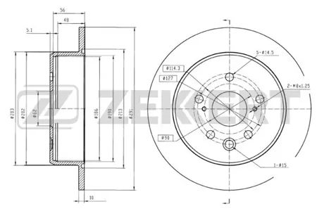 ZEKKERT BS5871 Диск торм.задний Lexus IS (E20) 05-