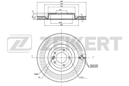 ZEKKERT BS5888 Диск торм.задний Land Rover Range Rover IV 12-, Range Rover Sport II 13-