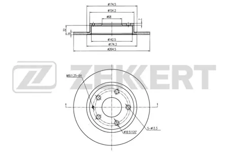 ZEKKERT BS5891 Диск торм.задний Mazda 3 III 13-