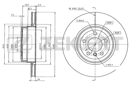 ZEKKERT BS5956 Диск торм.задний BMW X5 (E7, F15, F85) 06-, X6 (E71,E72, F16, F86) 08-