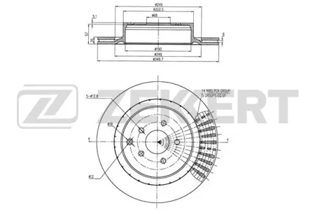ZEKKERT BS5993 Диск торм.задний Infiniti FX (S51) 08-, M (Y51) 10-, Q50 (V37) 13-