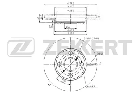 ZEKKERT BS5997 Диск торм. перед. Toyota Probox (P50) 02-