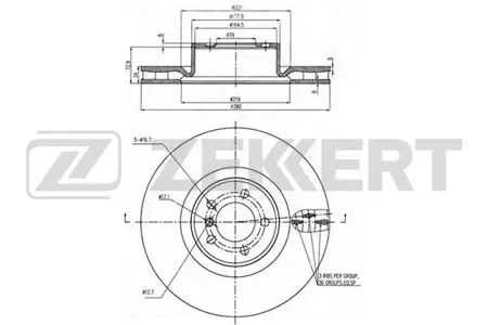 ZEKKERT BS6002 Диск торм. перед. Land Rover Range Rover III 09-