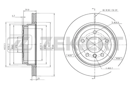 ZEKKERT BS6007 Диск торм.задний BMW 1 (E81, E87) 05-, 3 (E90-E93) 05-, X1 (E84) 09-