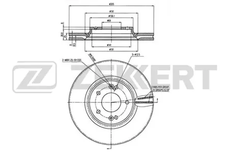ZEKKERT BS6021 Диск торм. перед. Kia Sportage IV 15-, Ceed III 18-, Cerato IV 18-, Hyundai Tucson III 15-, Sonata VII 14-