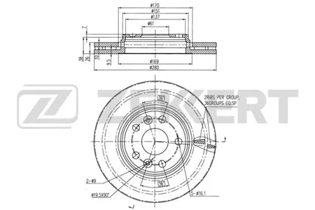 ZEKKERT BS6024 Диск торм. перед. Mercedes Citan Co Mercedes i (415) 12-