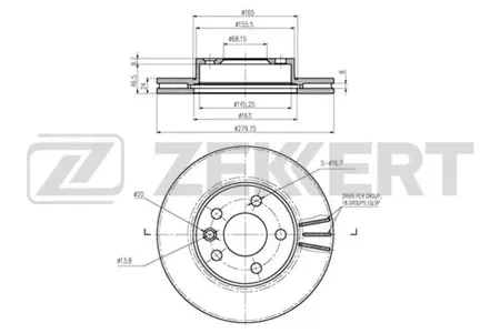 ZEKKERT BS6026 Диск торм. перед. VW TranSporter IV 90-