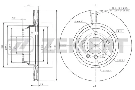 ZEKKERT BS6027 Диск торм.перед. BMW 1 (E81-E88) 05-, 3 (E90-E93) 04-, X1 (E84) 09-