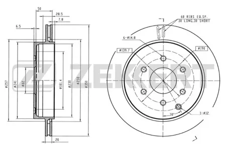 ZEKKERT BS6067 Диск торм.задний Nissan Patrol (Y62) 10-, Infiniti QX56 (Z62) 10-