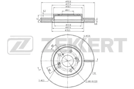 ZEKKERT BS6069 Диск торм. перед. Honda Accord 14-