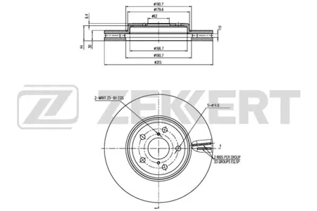 ZEKKERT BS6070 Диск торм. перед. Lexus LS 430 (F30) 00-