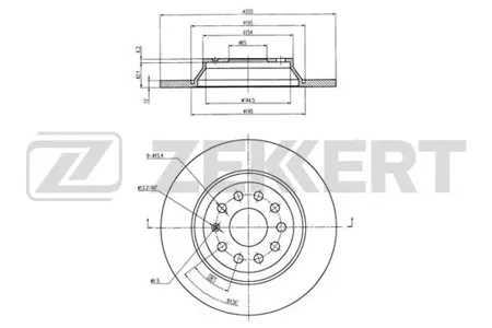 ZEKKERT BS6080 Диск торм.задний Audi A3 III 12-, TT III 14-, Q3 13-, VW Tiguan II 16-, Touran III 15-, Golf VII 12-, Passat VIII 14-