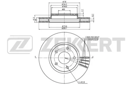 ZEKKERT BS6086 Диск торм. перед. Nissan Pathfinder 12-, Quest 11-
