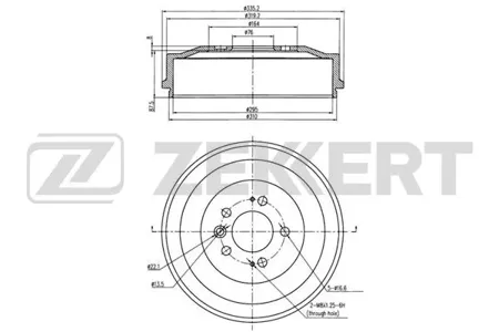 ZEKKERT BS6090 Барабан тормозной . задн. VW Amarok 10-
