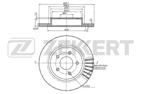 ZEKKERT BS6092 Диск торм.задний Nissan X-Trail (32) 14-
