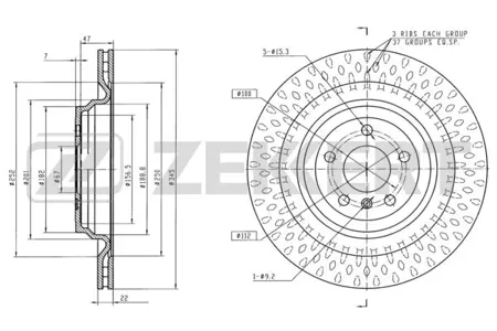 ZEKKERT BS6098 Диск торм.задний Mercedes ML (W166) 11-