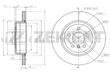 ZEKKERT BS6099 Диск торм.задний BMW 5 (F10, F11) 10-