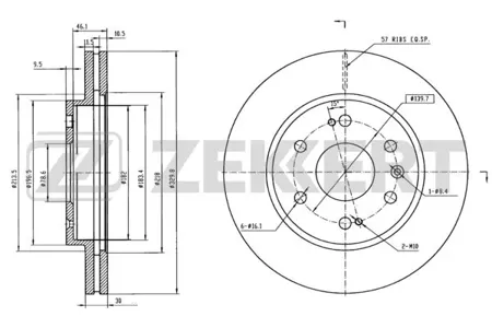 ZEKKERT BS6121 Диск торм.задний Cadillac Escalade 07-