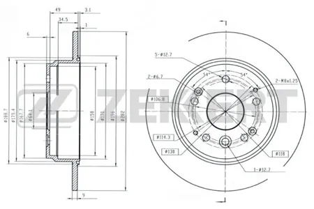 ZEKKERT BS6127 Диск торм.задний Honda Element 02-
