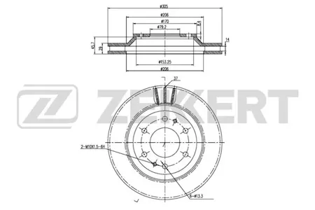 ZEKKERT BS6128 Диск торм.перед. Saab 9-7X 05-
