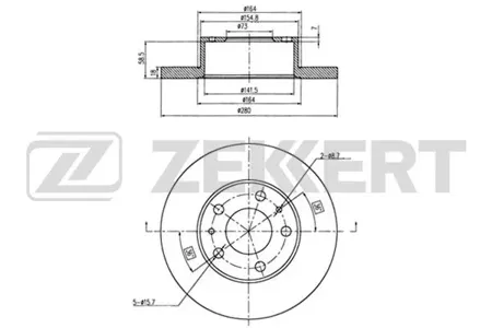 ZEKKERT BS6147 Диск торм. перед. Citroen Jumper (230, 244, Z) 94-, Peugeot Boxer 230, 244, ZCT) 94-, Fiat Ducato (230) 94-