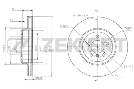 ZEKKERT BS6160 Диск торм. перед. BMW 5 (F10, F11) 09-, 6 (F06, F12, F13) 11-, 7 (F01-F04) 11-