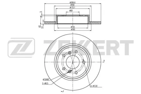 ZEKKERT BS6174 Диск торм.задний Nissan Qashqai (J11E) 13-