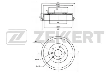 ZEKKERT BS6180 Барабан тормозной . задн. Chevrolet Aveo (T300) 11-