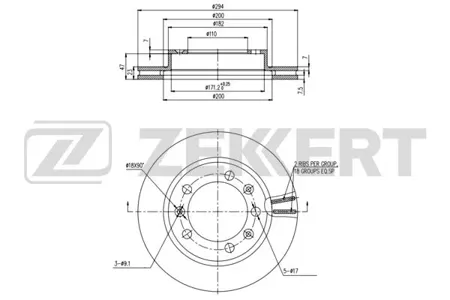 ZEKKERT BS6182 Диск торм. перед. Уаз 31512 98-, 3160 94-, Cargo 04-, Hunter 04-, Patriot 04-