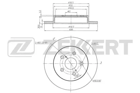 ZEKKERT BS6191 Диск торм.задний Lexus ES 200250300H350 18-, NX 200200t300300H 14-, Toyota Camry (V70, A70, H70) 17-, C-HR (X10) 16-
