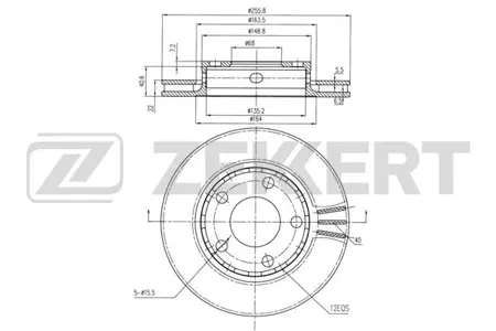 ZEKKERT BS6202 Диск торм.задний Audi A4 95-, VW Passat V 98-