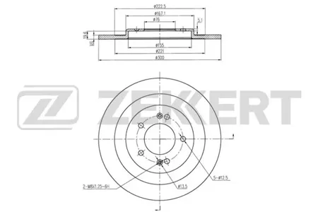 ZEKKERT BS6203 Диск торм.задний Hyundai i40 12-