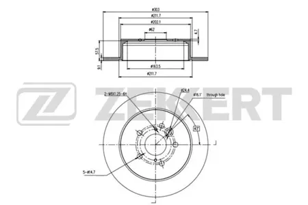 ZEKKERT BS6208 Диск торм.задний Chery Tiggo (T11) 06-