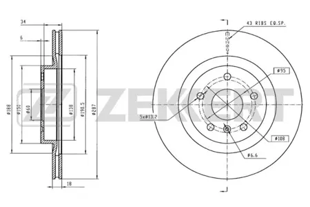 ZEKKERT BS6211 Диск торм. перед. Chery IndiS 11-