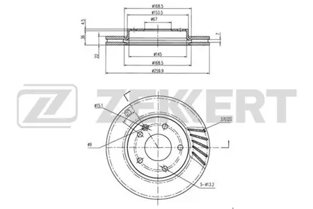 ZEKKERT BS6221 Диск торм. перед. Mercedes A-Class (W168) 97-