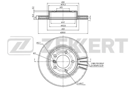 ZEKKERT BS6222 Диск торм. перед. BMW 3 (E46) 98-, Z3 (E36) 00-, Z4 (E85) 02-