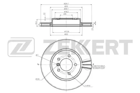 ZEKKERT BS6224B Диск торм. перед. BMW 3 (E46) 99- Z4 (E85 E86) 06- (с покрытием)