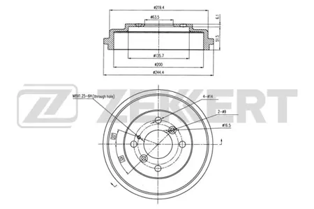 ZEKKERT BS6226 Барабан тормозной . задн. Ford Fiesta VI 08-